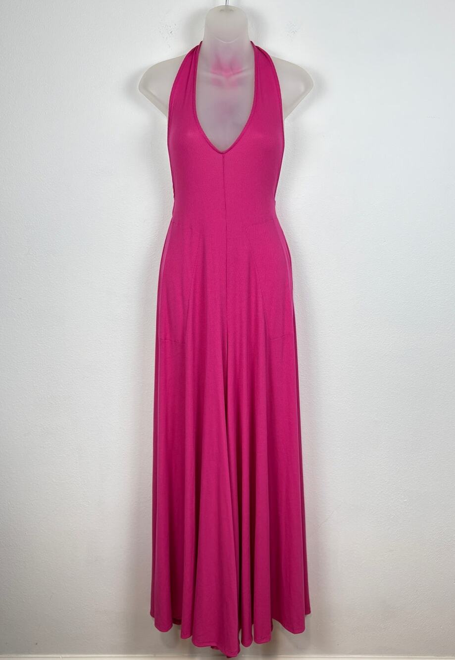 Free People FP Beach LEIGH Open-Back One-Piece Halter Jumpsuit in Pink S NWT